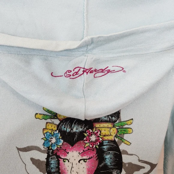 Ed Hardy x Christian Audigier Hooded Sweater Mini Dress Size XS Rhinestone - Picture 8 of 16